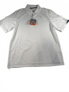 Elevate White Polo Shirt with Navy Sleeve Accents